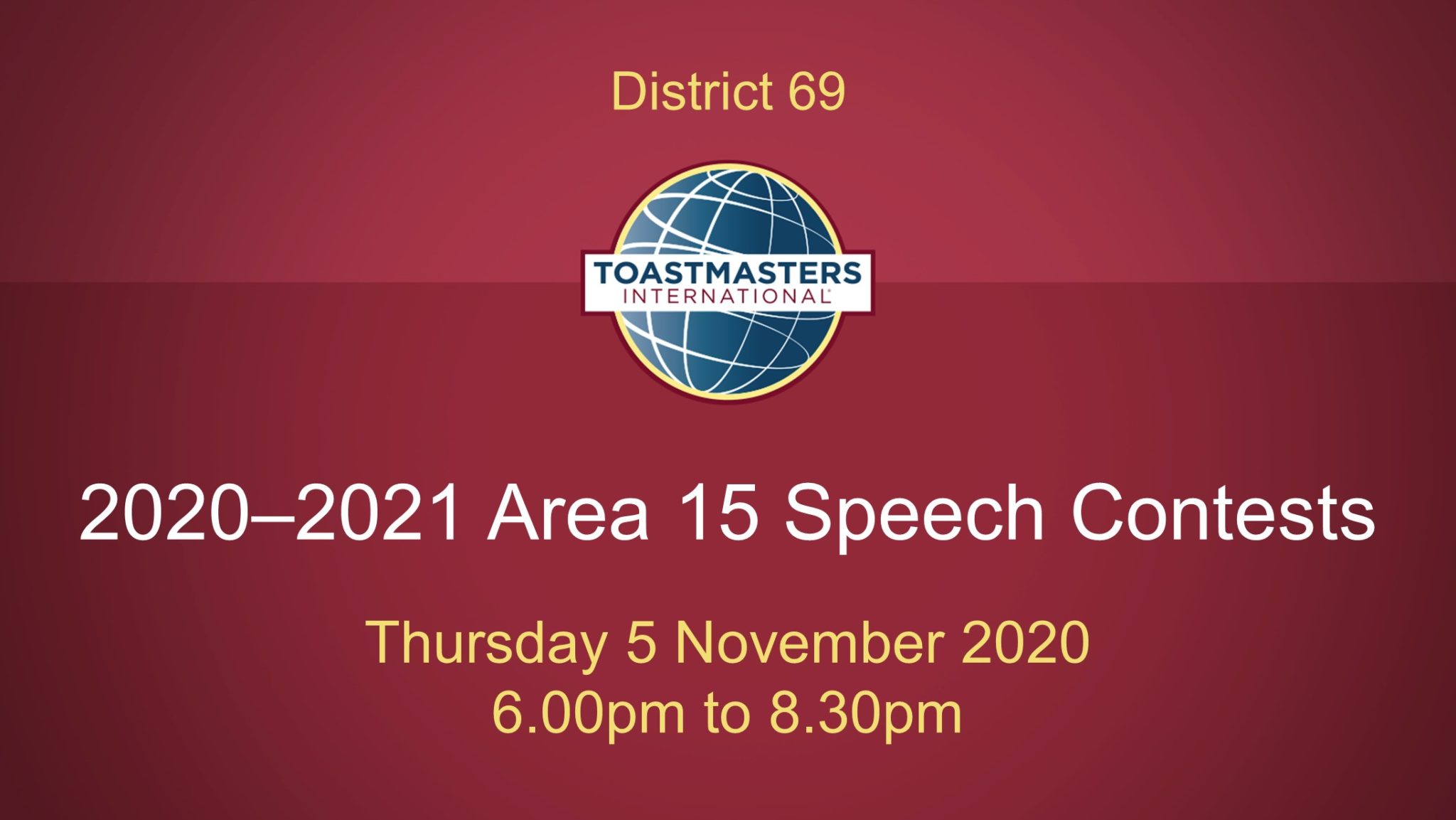 Area 15 Speech Contests Toastmasters District 69
